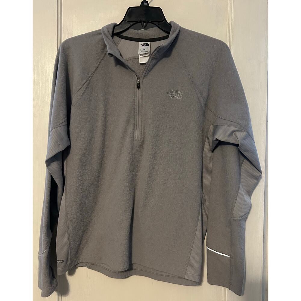 The North Face men’s gray vapor wick quarter zip fleece hiking outdoors Large